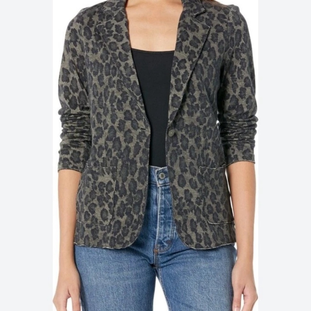 Majestic Filatures Leopard Print Cotton Cashmere Silk Cardigan Blazer